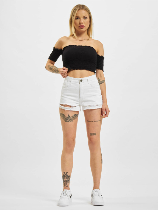 Urban Classics Tops sans manche Cold Shoulder Smoke Cropped noir